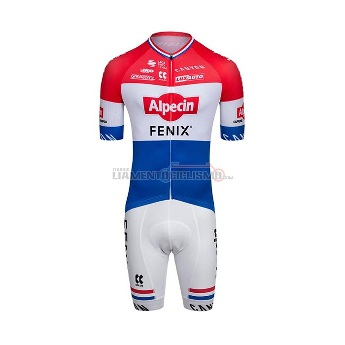 Abbigliamento Ciclismo Alpecin Fenix Manica Corta 2022 Rosso Bianco Blu